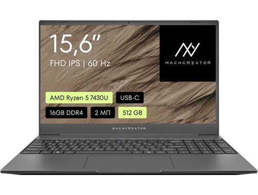 Ноутбук Machcreator One D5 /JJ00G800JRU/Ryzen 5-7430U/16Gb/512Gb/15.6 FHD IPS/DOS серебристый
